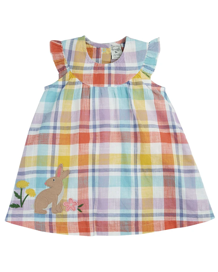 Frugi - Kurzarm-Bodykleid buntes Karomuster