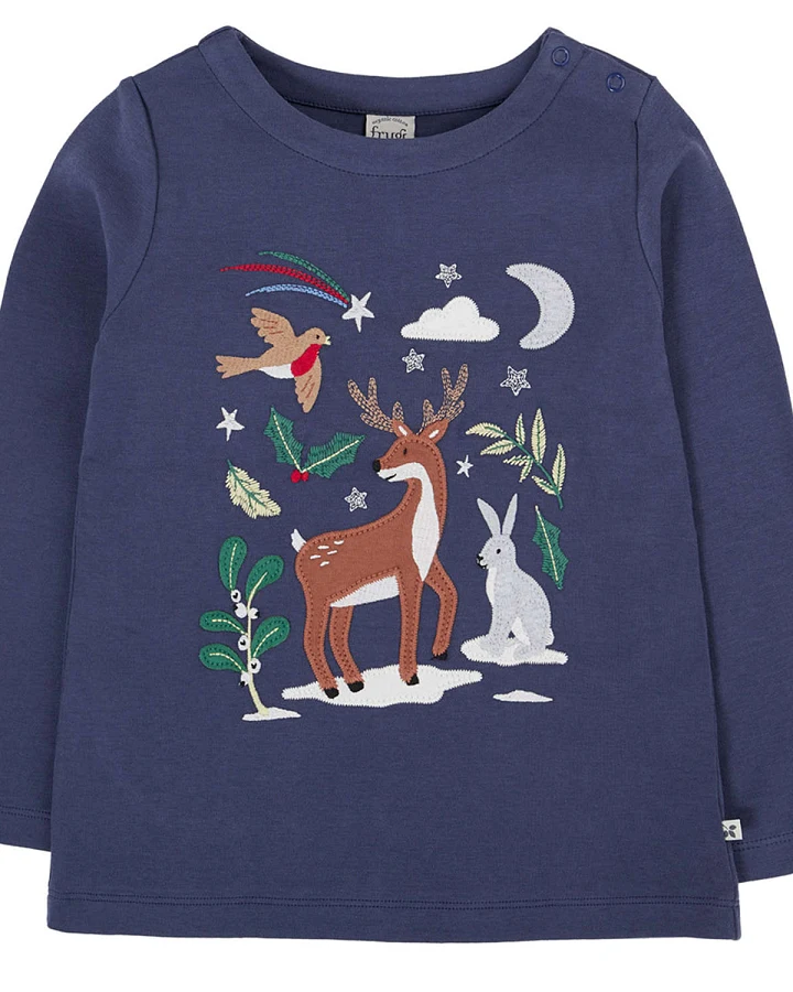 Frugi - Langarmshirt "Winterwald" dunkelblau