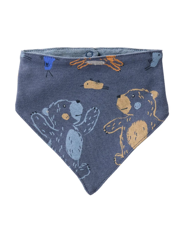 People Wear Organic - Dreieckstuch "Waldtiere" indigoblau