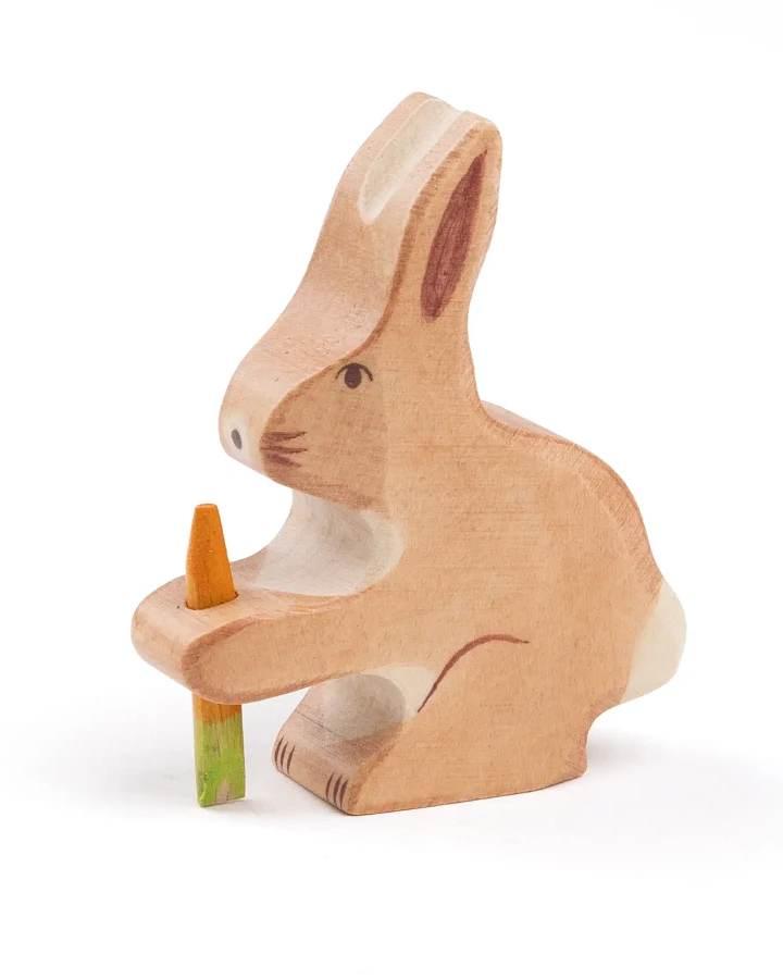Holztiger - Holztier Hase mit Karotte