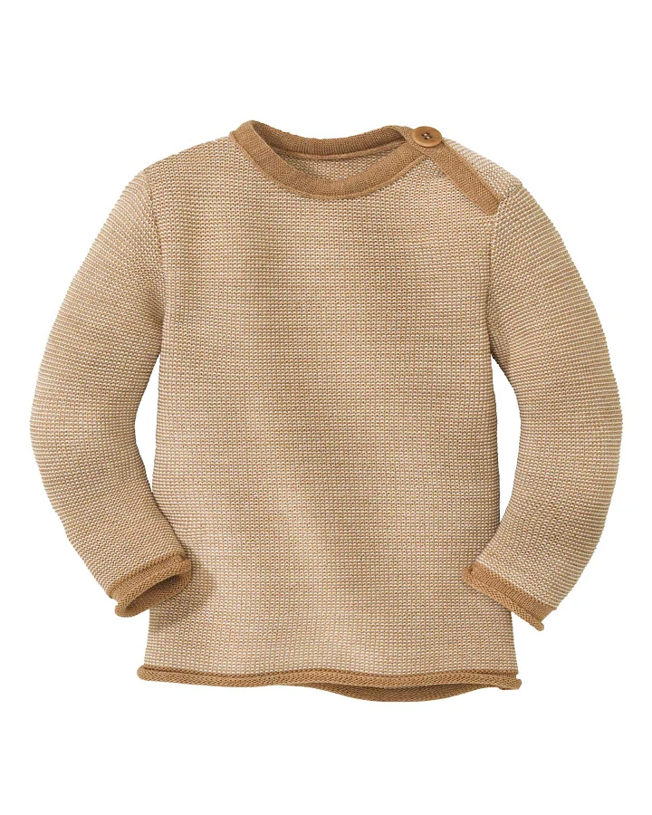 Disana - Melange-Pullover Merinowolle Karamell