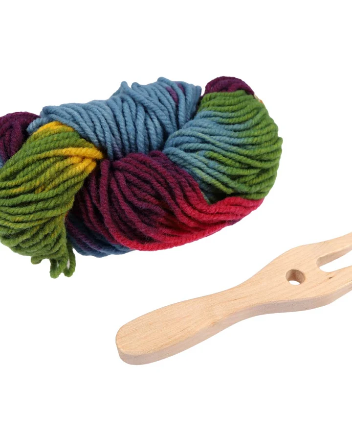 Filges - Strickgabel + Strickwolle 50g bunt