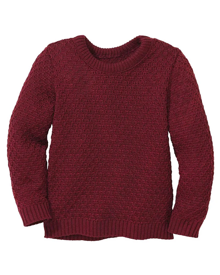 Disana - Strick-Pullover "Aran" Merinowolle Cassis