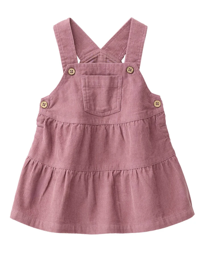 People Wear Organic - Cord-Kleid mit Trägern dunkelmalve