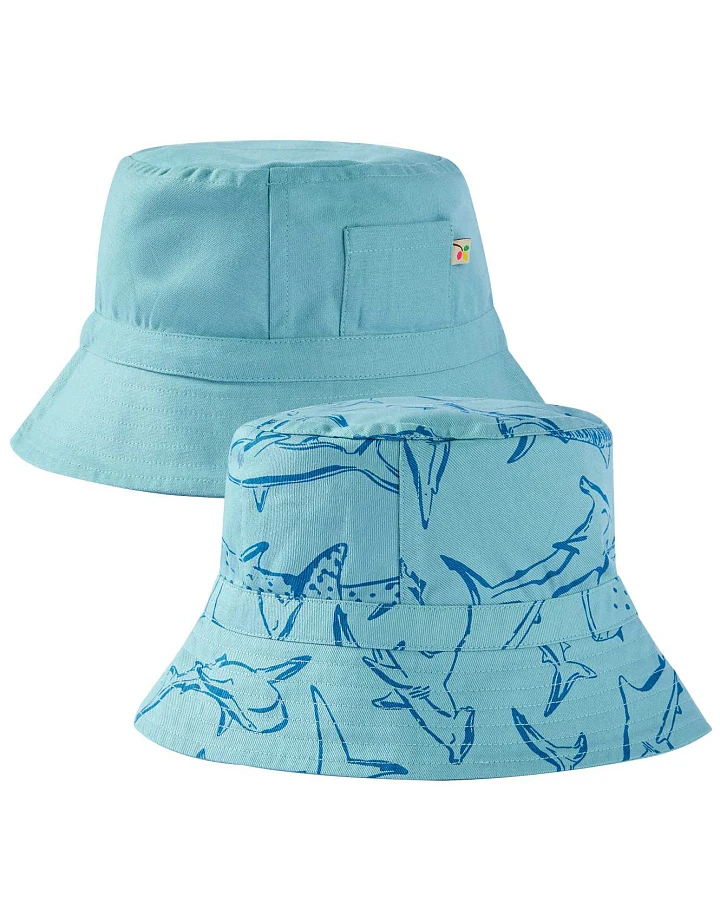 Frugi - Wende-Fischerhut "Haie" hellblau