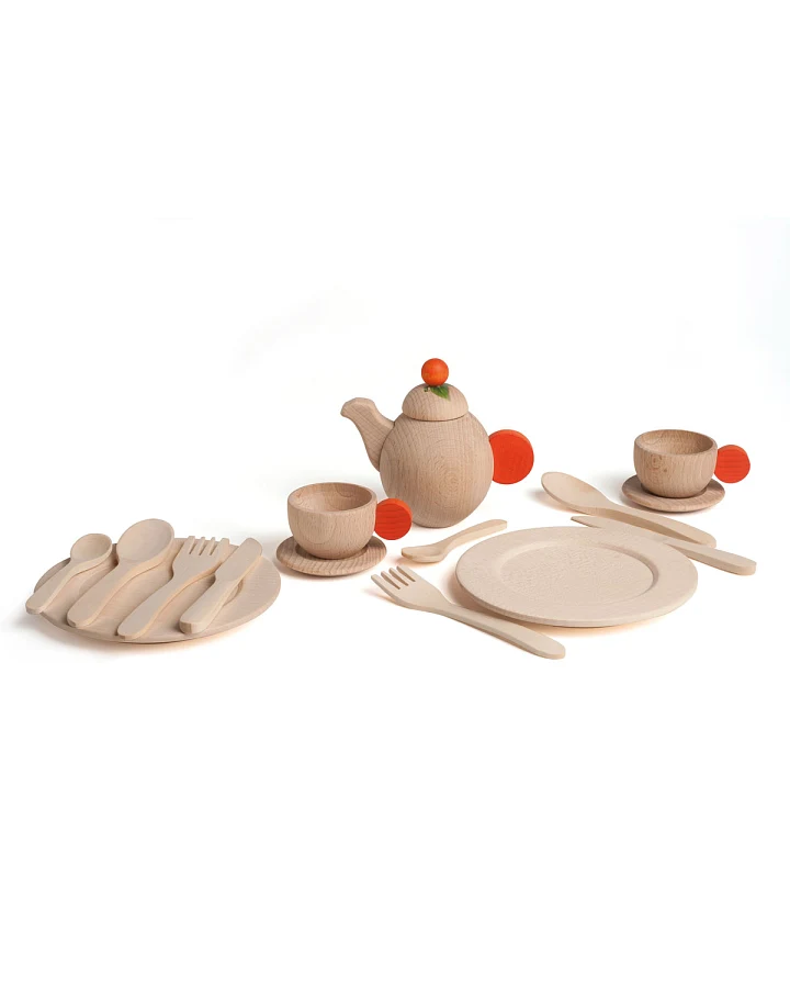 erzi - Geschirrset Natur Spielküche