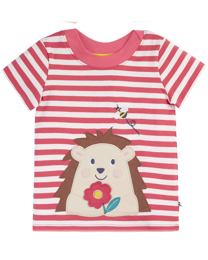 Frugi - T-Shirt "Igel" rhabarberrot