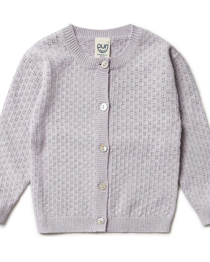 puri organic - Strickjacke "Ajour" mit Seide lavendel