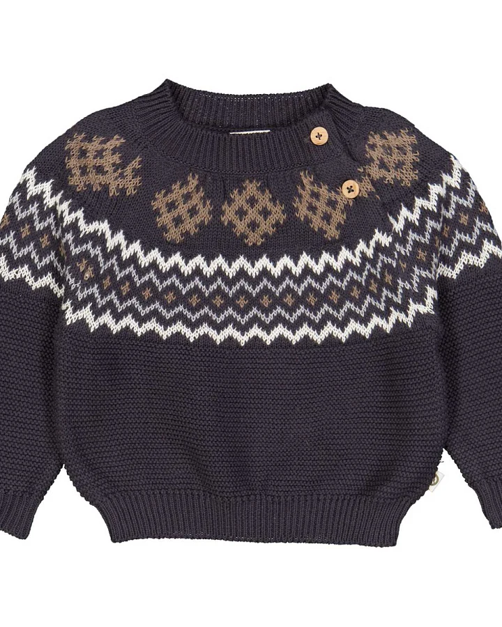 Müsli - Strick-Pullover "Norweger" dunkelblau