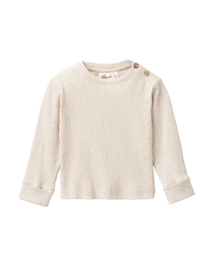 People Wear Organic - Ripp-Langarmshirt kitt mélange