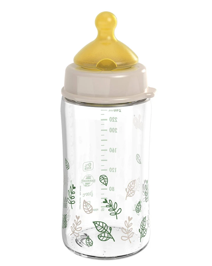 nip - Glas-Babyflasche Weithals 240ml - beige