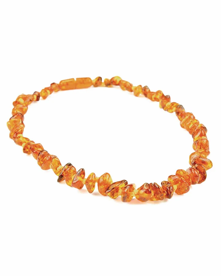 Grünspecht - Baby Bernsteinkette oval cognac