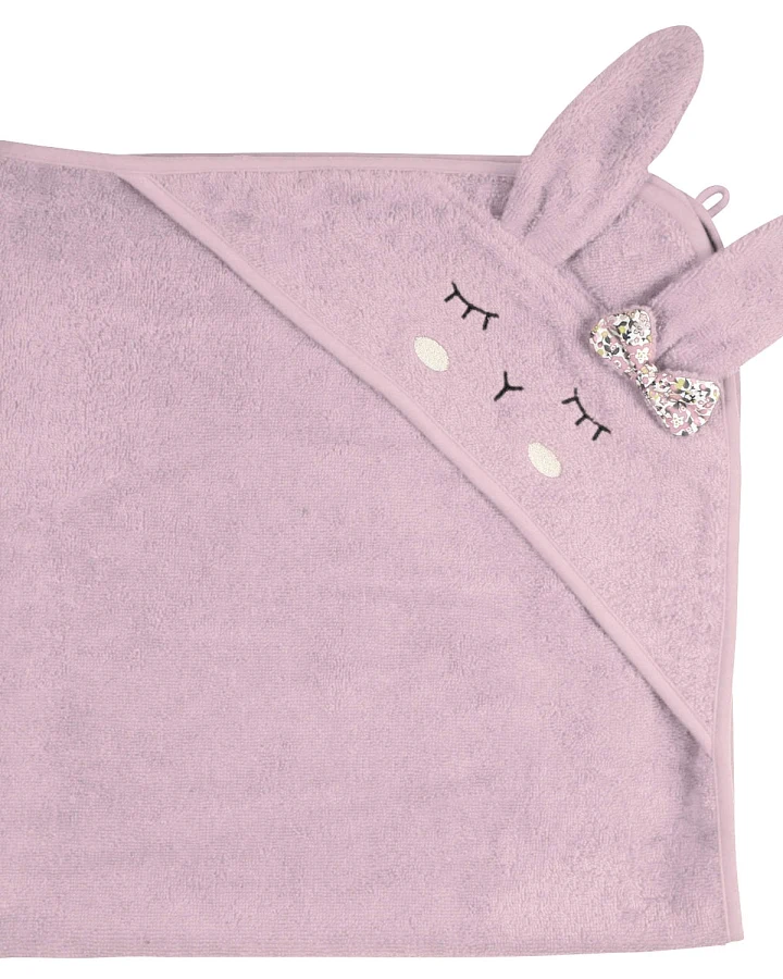 kikadu - Kapuzen-Handtuch Hase Rose
