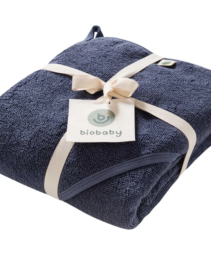 biobaby - Baby Kapuzenhandtuch rauchblau