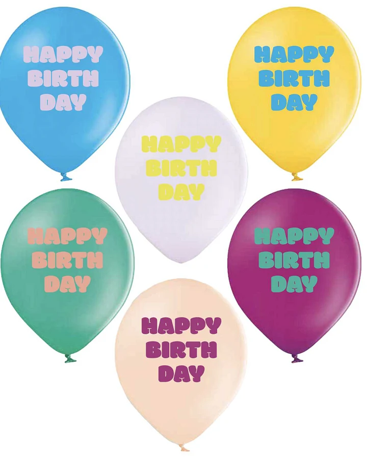 ava&yves - Luftballons "Happy Birthday" bunt 12St.