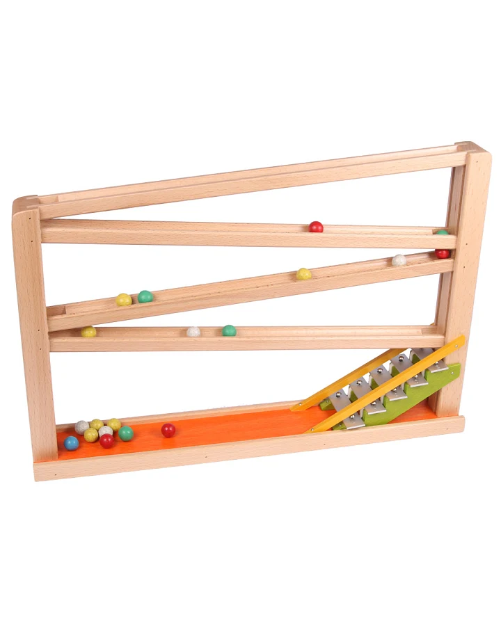 Beck Holzspielzeug - Murmelbahn Holz mit Glockenspiel bunt