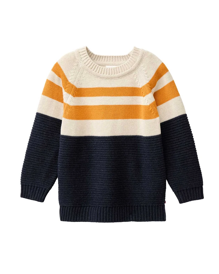People Wear Organic - Strick Pullover gestreift dunkelblau mélange