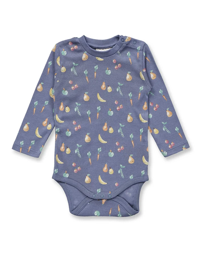 Sense Organics - Langarmbody "Früchte" blau