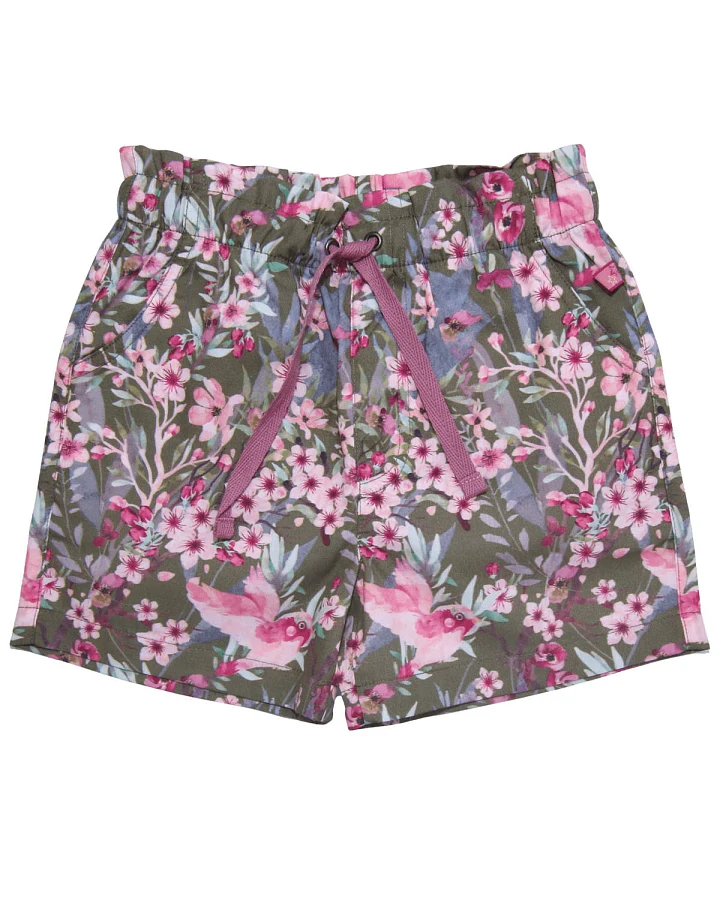 Enfant Terrible - Mädchen-Shorts "Blüten" olive-rosa