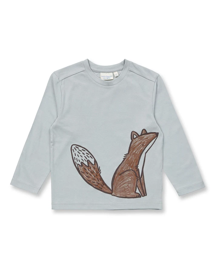 Sense Organics - Langarmshirt "Fuchs" icegrey