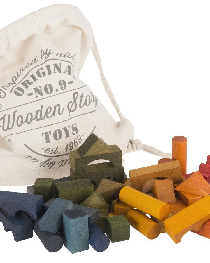 Wooden Story - Bauklötze Regenbogen, 60 Teile im Sack