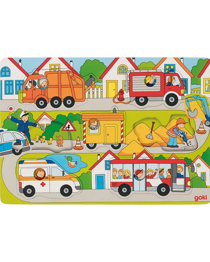 goki - Steckpuzzle Holz - Auf der Straße 8 Teile