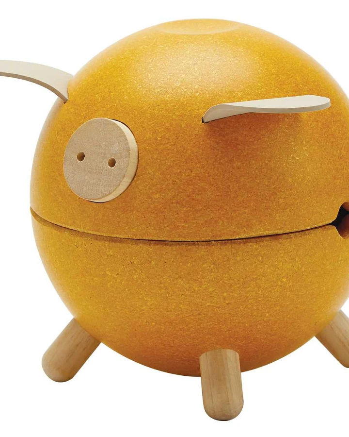 PlanToys - Spardose Schwein gelb
