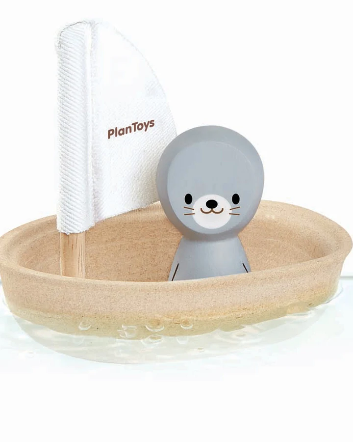 PlanToys - Badewannenspielzeug Segelboot Robbe