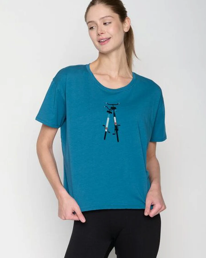 GREENBOMB Bike Romantic Feel - Lässiges T-Shirt aus Bio-Baumwoll Mix / hochwertiger Print / GOTS / Fair & Vegan