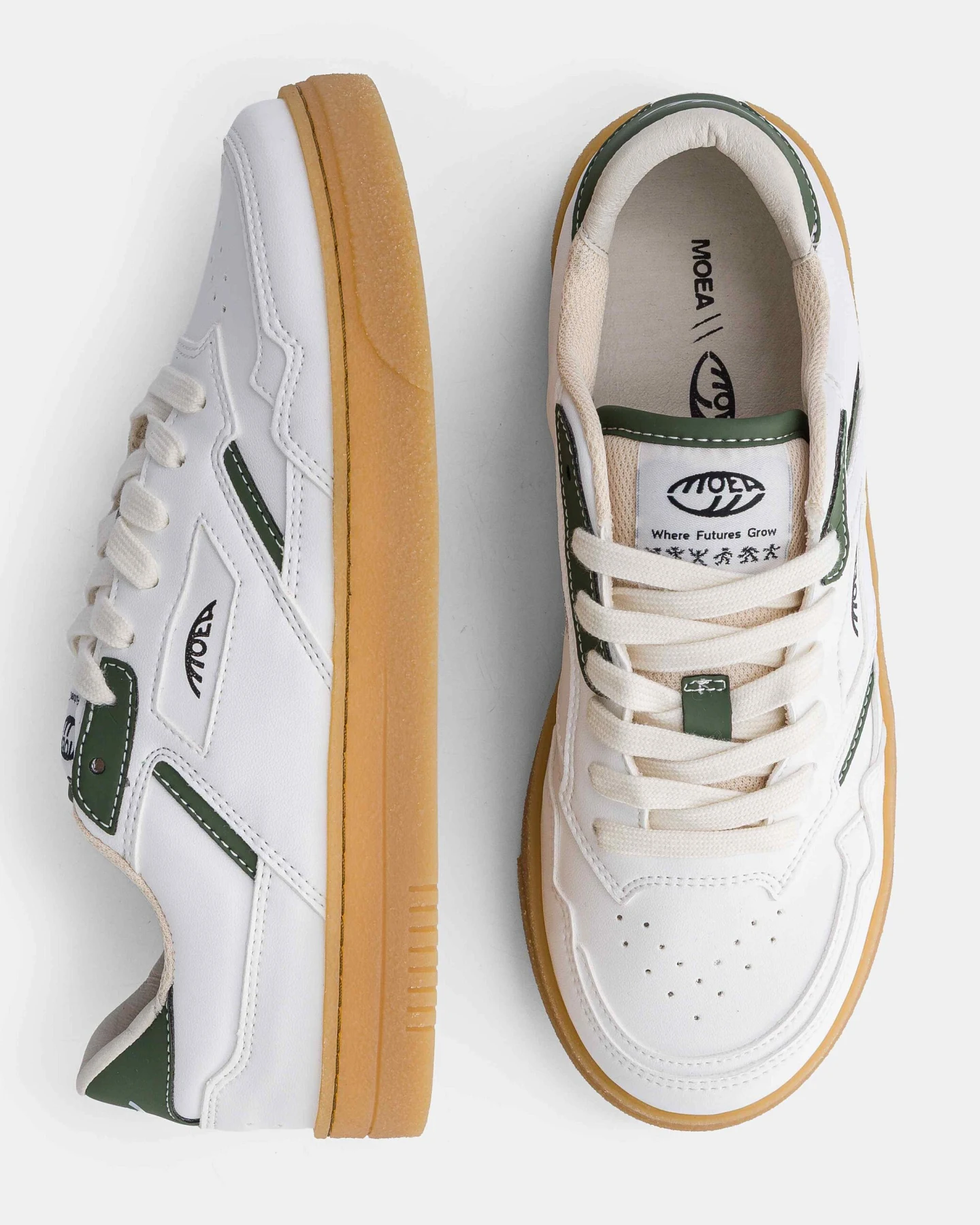 MoEa Herren vegan Sneakers Origin Low Weiß & Grüner Apfel – Ansicht 2