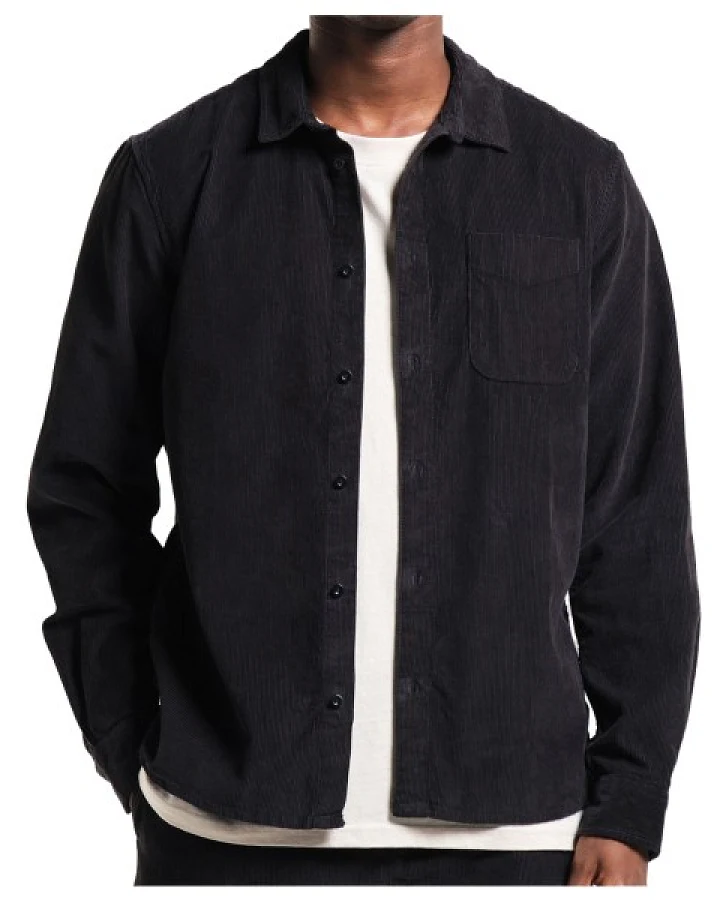 DEDICATED - Shirt Varberg Corduroy - Hemd Gr XXL schwarz