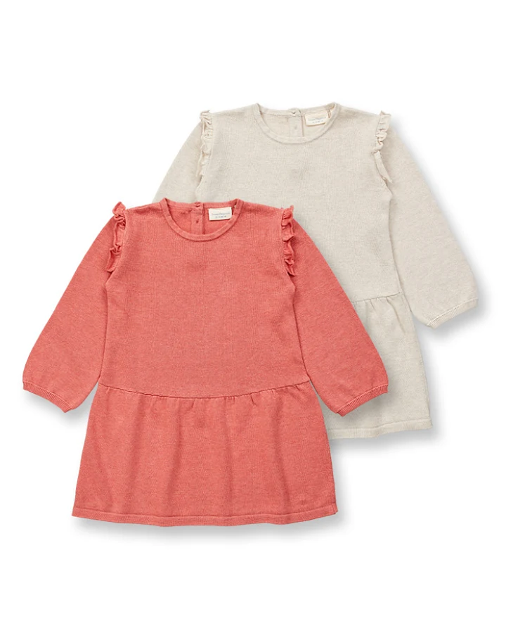 Strickkleid für Mädchen in Beige und Rosa, Modell SUVI