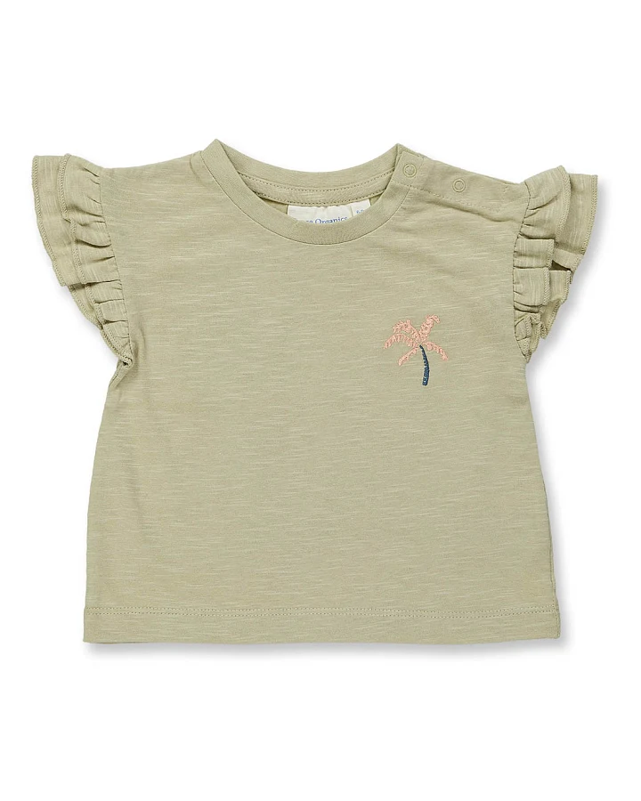 Baby T-Shirt in Schilfgrün mit Palmen, Modell ADA