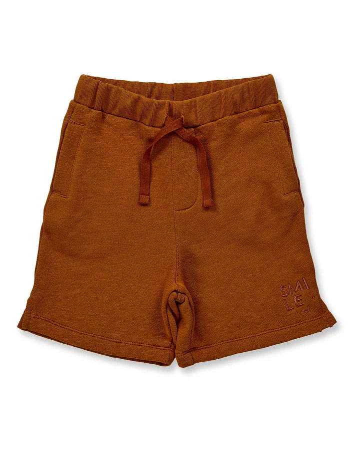 Kinder Shorts in haselnussbraun aus Slub Sweat, Modell JAKUB