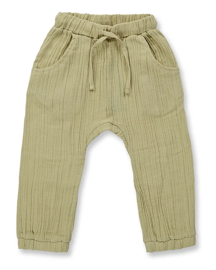 Babyhose aus Musselin in schilfgrün, Modell LOKI