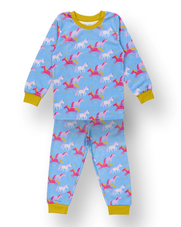 Kinder-Schlafanzug mit Einhorn-Druck, Modell LONG JOHN