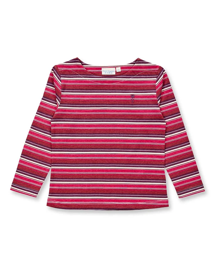 Langarmshirt für Mädchen geringelt mit Blumenmotiv, Modell ALUNA