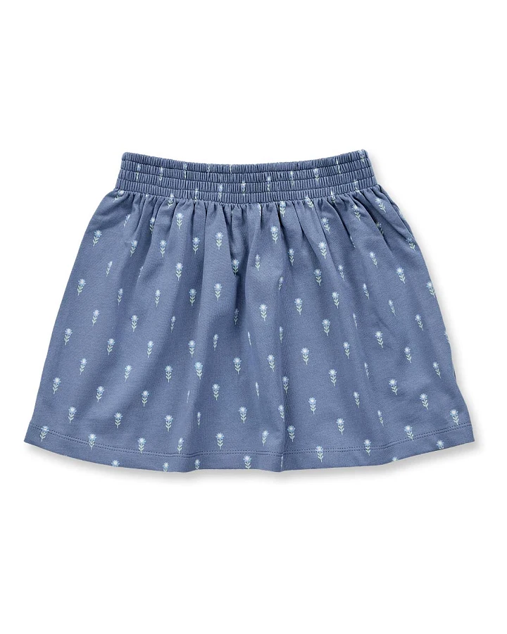 Mädchenrock in blau mit Blumendruck, Modell MALIA