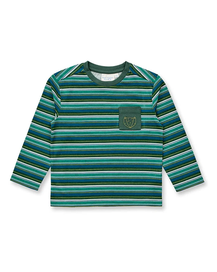 Langarmshirt geringelt mit Fuchs, Modell LUKE