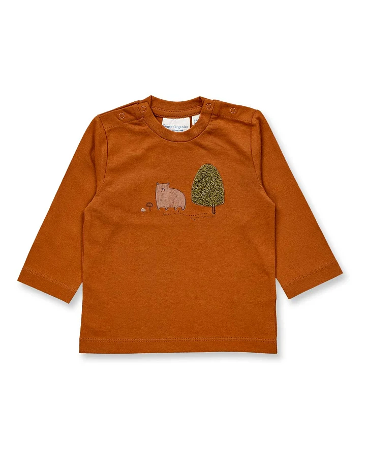 Baby Langarmshirt in haselnussbraun, Modell ELAN