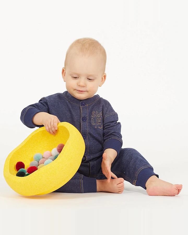 Baby Strampler in denimblau, Modell VALIKOO