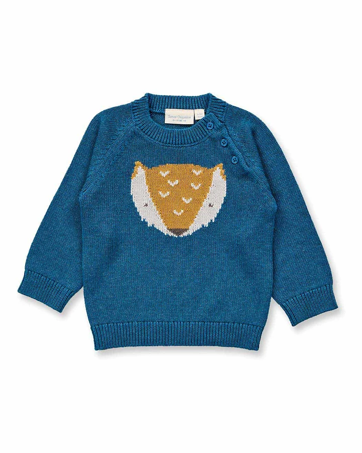 Baby Strickpullover mit Fuchsmotiv, Modell NAVIN