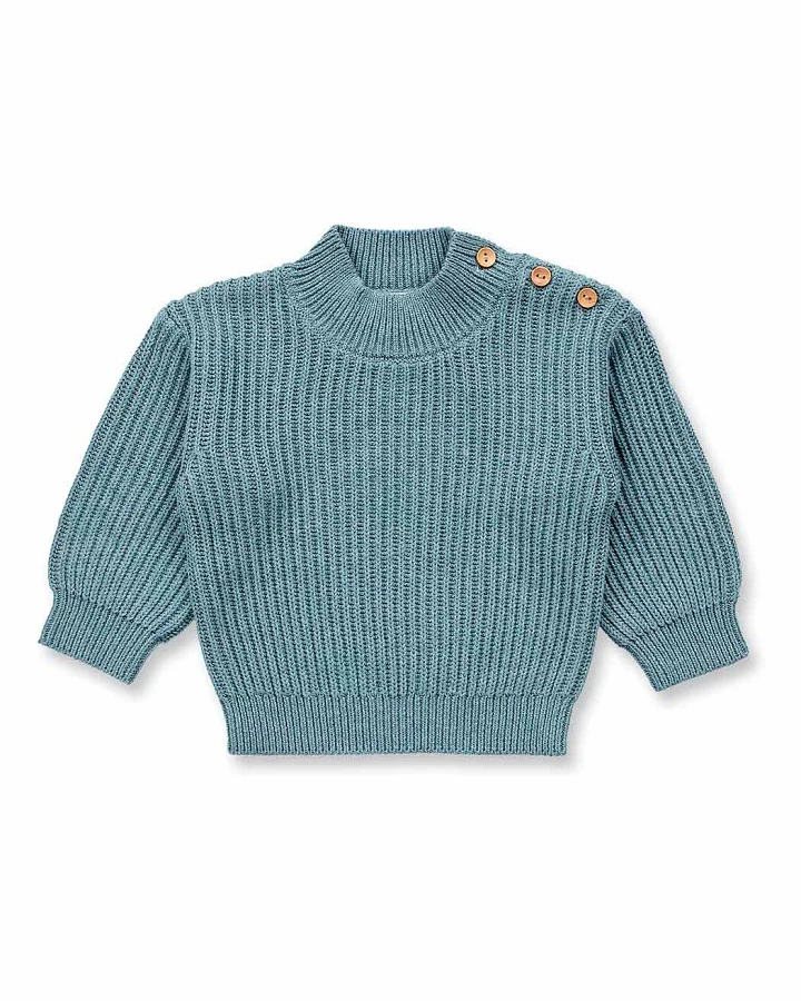 Baby Strickpullover in salbeigrün mélange, Modell VARUNY