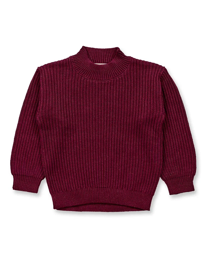 Kinder Strickpullover in bordeauxrot mélange, Modell MARLEY