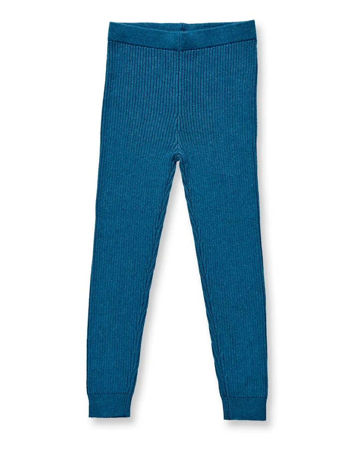 Kinder Strickleggins in türkisblau mélange, Modell YUMA