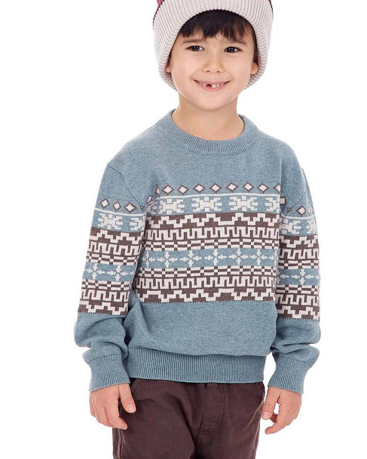 Strickpullover für Kinder mit Norweger-Muster, Modell EZRA