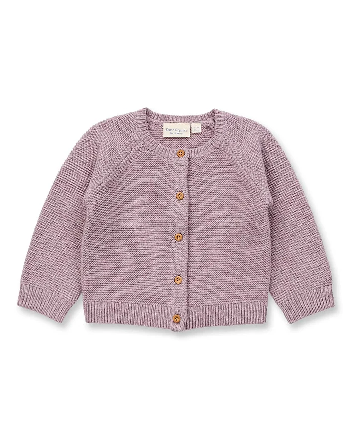 Baby Merino Cardigan in mauve mélange, Modell MARLOO