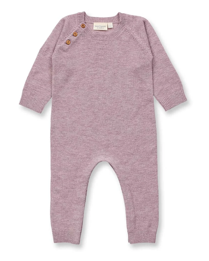 Baby Strickstrampler in mauve mélange, Modell ESKE
