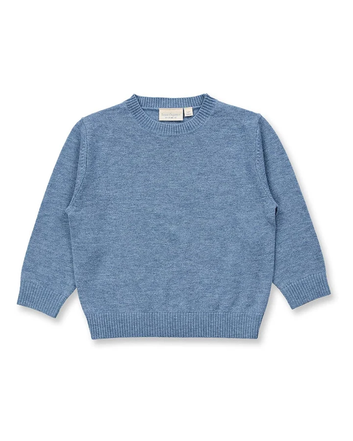 Kinder Merino Strickpullover in denimblau mélange, Modell IKE