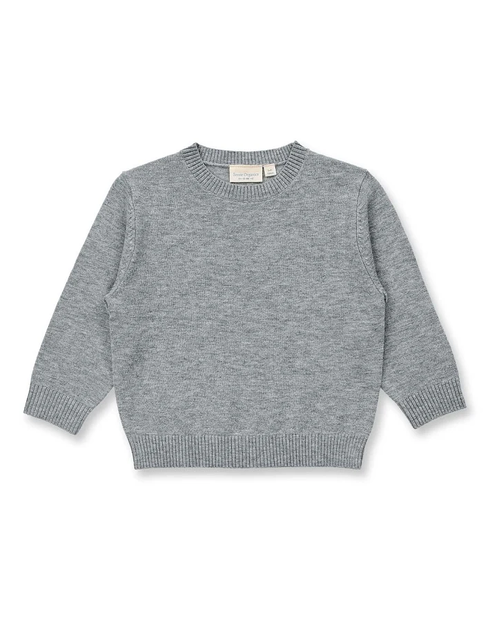 Kinder Merino Strickpullover in grau mélange, Modell IKE